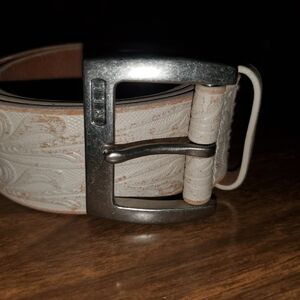 Ralph Lauren White Embossed Leather Belt